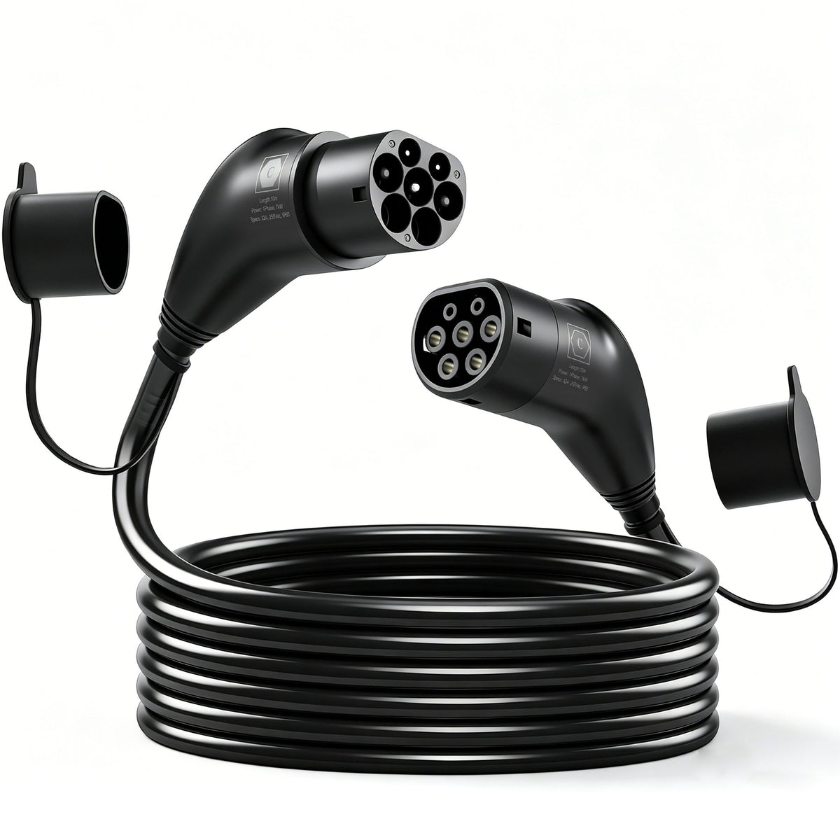 Photo of HOMCOM Type 2 EV Charging Cable, 7kW, 32A, Mode 3, 1-Phase, 10m Type 2 to Type 2 EV Extension Cable for EVs, PHEVs in PHEVs colour on a white background