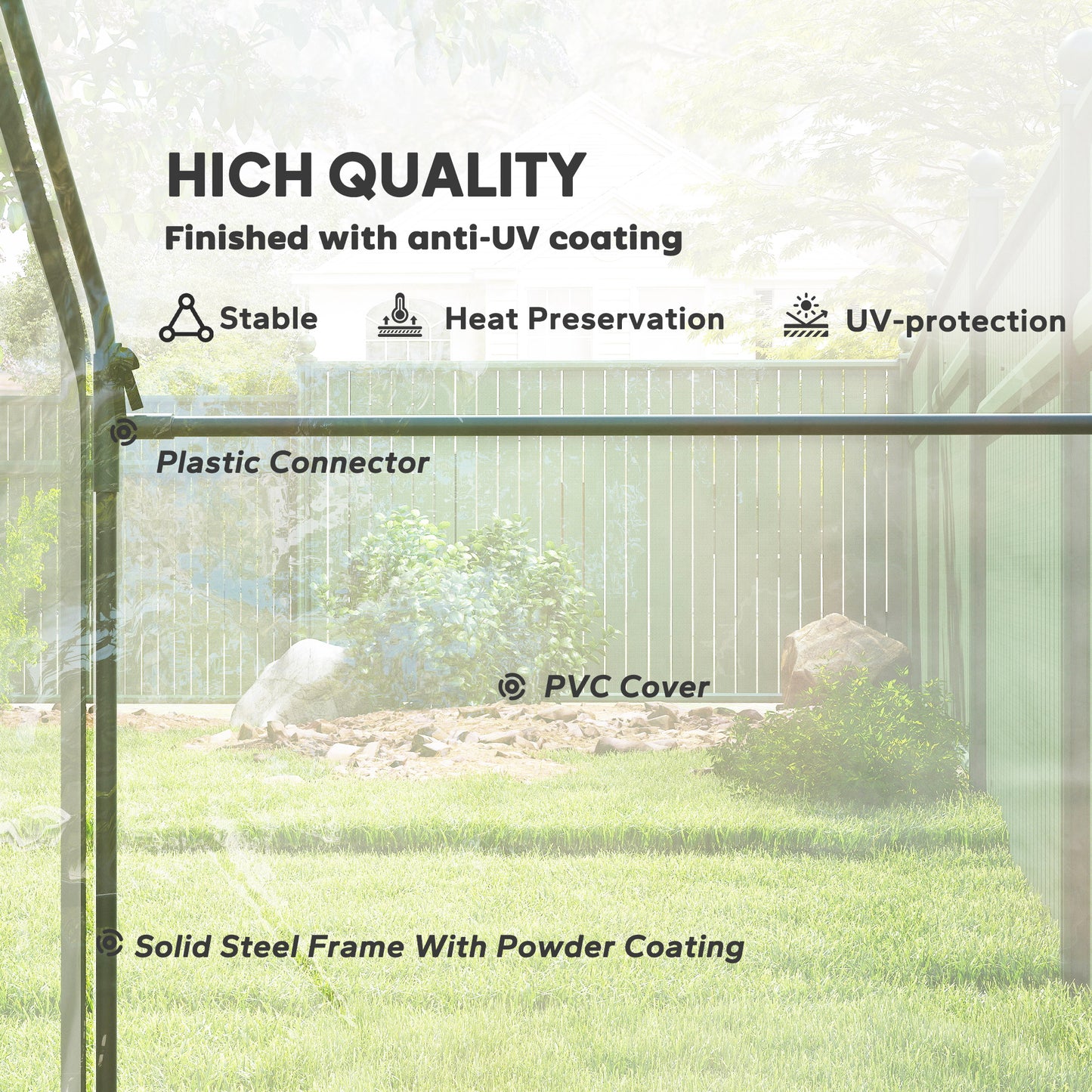 Outsunny Walk In Tomato Greenhouse Garden Outdoor Mini Greenhouse Flower Planter Steel Frame with Zipped Door & Window, PVC Cover, 180 x 100 x 168CM, Clear