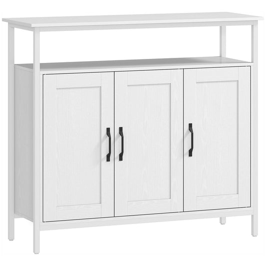 Photo of HOMCOM Industrial Kitchen Sideboard with Open Shelf, 2 Cabinets, Adjustable Shelves for Living Room, Dining Room, White in White colour on a white background