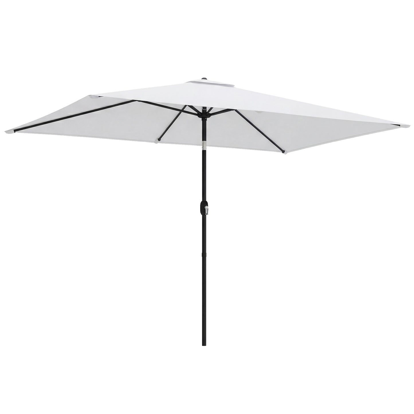 Photo of Outsunny Garden Parasol, Parasol Umbrella with Crank Handle, Tilt Function, Polyester Canopy, Cream White in White colour on a white background