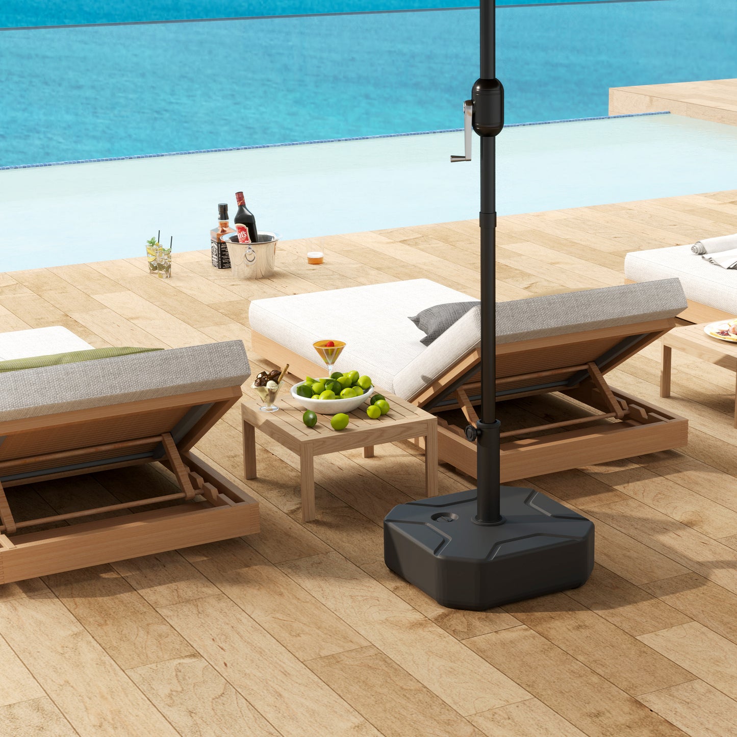 Outsunny Square Garden Parasol Base, Garden Umbrella Stand Heavy Duty Parasol Base, Filled Up to 25kg with Sand or 20kg with Water for for 38, 48 mm Poles, Black