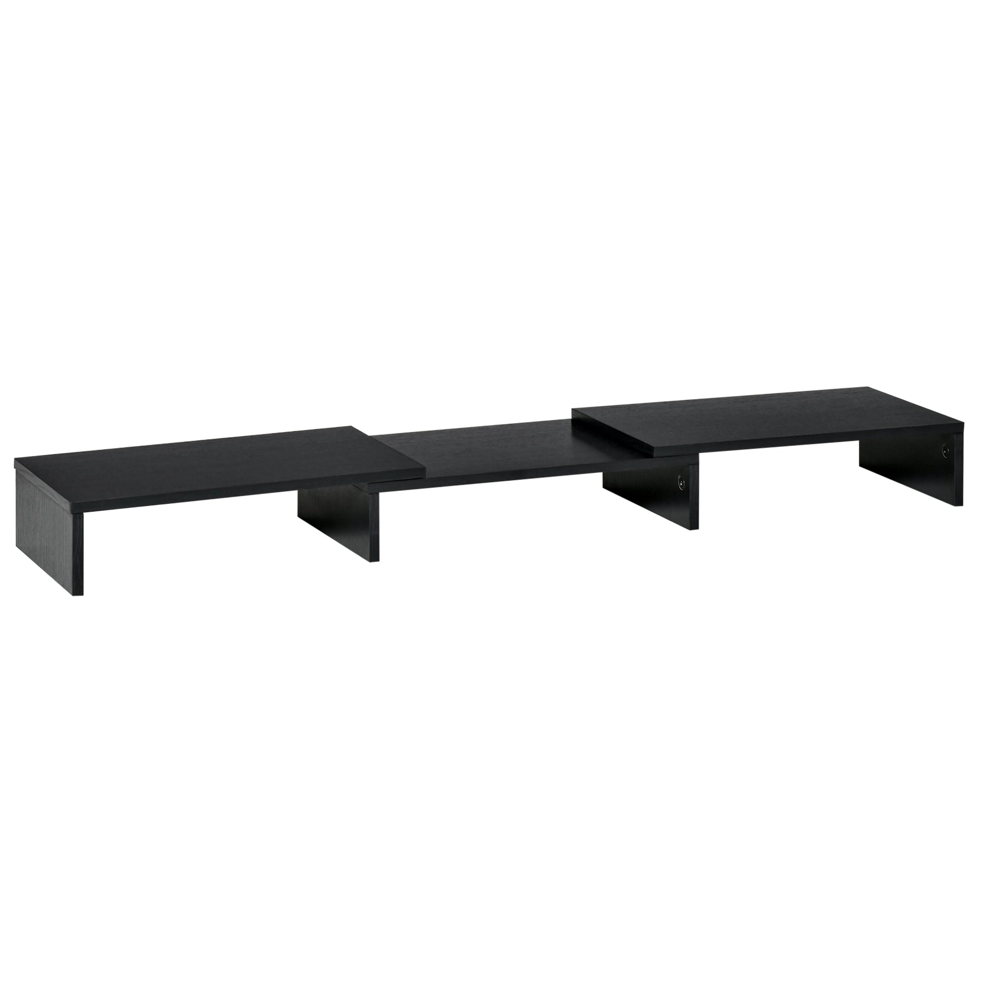 Photo of Vinsetto Dual Monitor Stand Riser with Adjustable Length and Angle, Screen Riser for Laptop, Computer, PC, Printer, TV, Black in Black colour on a white background