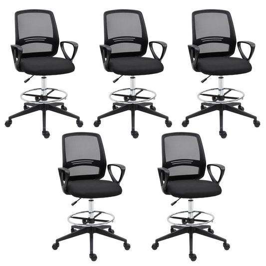 Photo of Vinsetto Ergonomic Mesh Back Drafting Chair, Tall Office Chair, Draughtsman Chair with Adjustable Height and Footrest 360° Swivel, Set of 5 in 5 colour on a white background