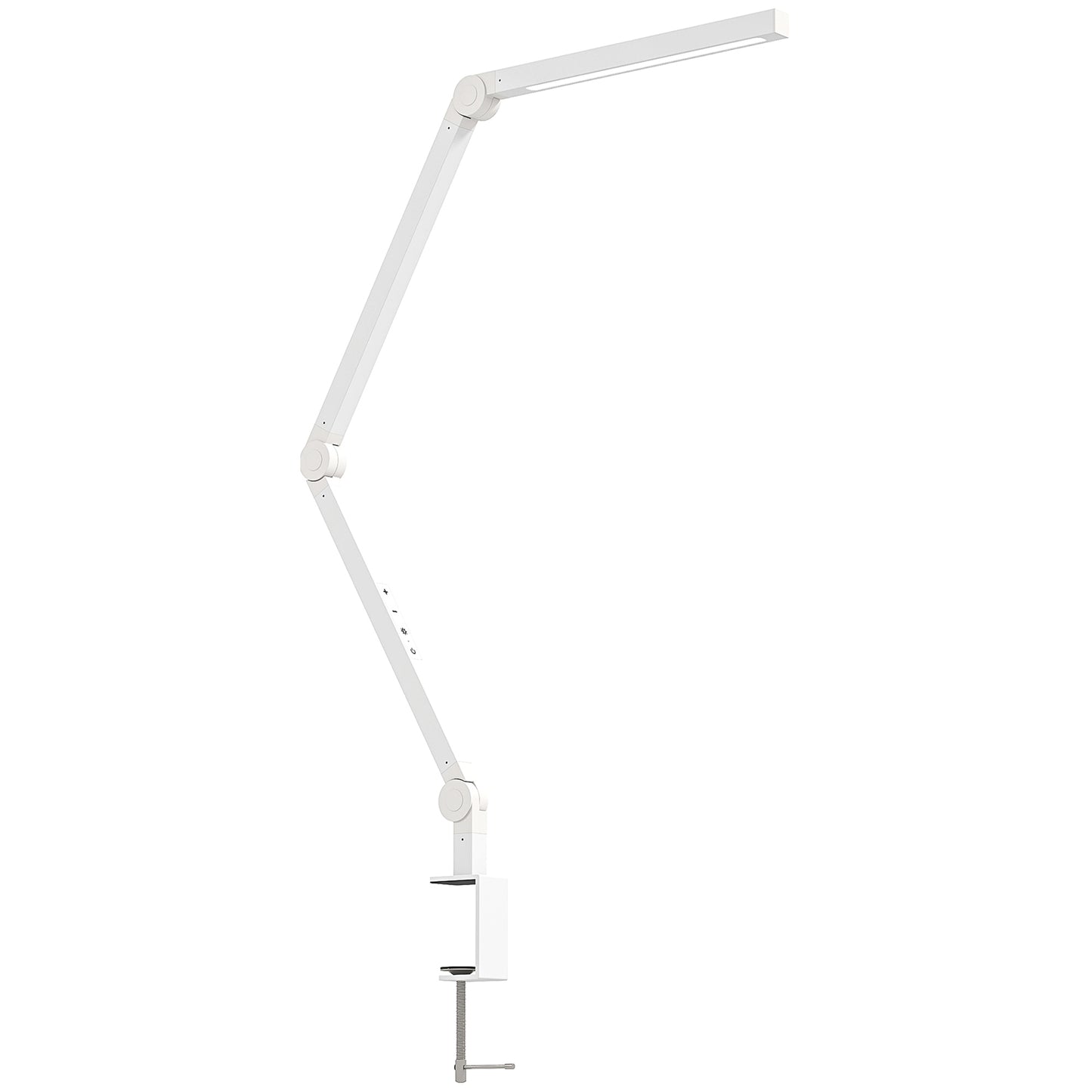 Photo of HOMCOM LED Desk Lamp, Dimmable Desk Light with Swing Arm and Clamp, Adjustable Eye-Caring Table Lamp with 2 Colour Modes & 5 Brightness Levels for Study, Drawing, Office, Architect, Task, White in White colour on a white background