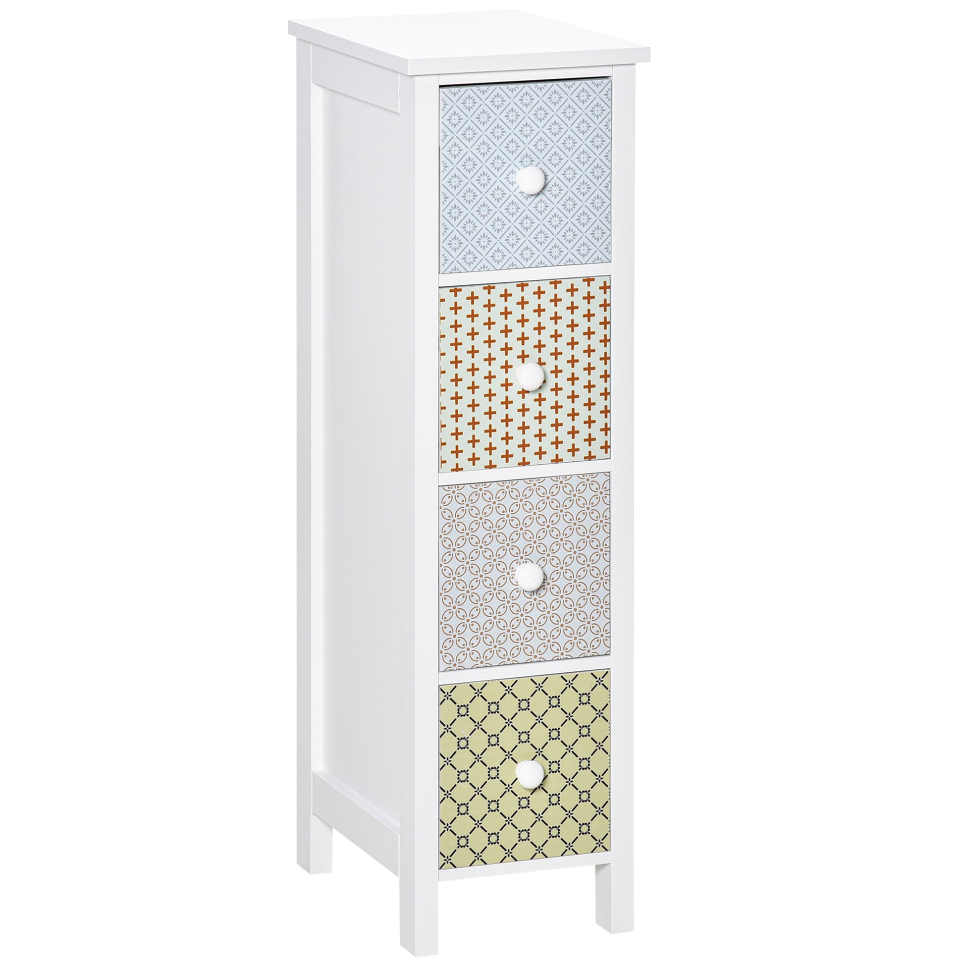 Photo of HOMCOM Chest of Drawers, 4 Drawer Dresser, Storage Organizer Toilet Tissue Cabinet for Bedroom, Bathroom in Bathroom colour on a white background