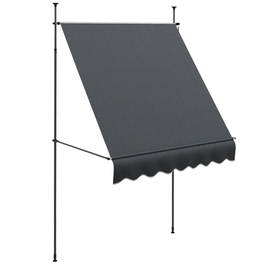 Photo of Outsunny 2 x 1.2m Manual Retractable Awning - Grey in Grey colour on a white background
