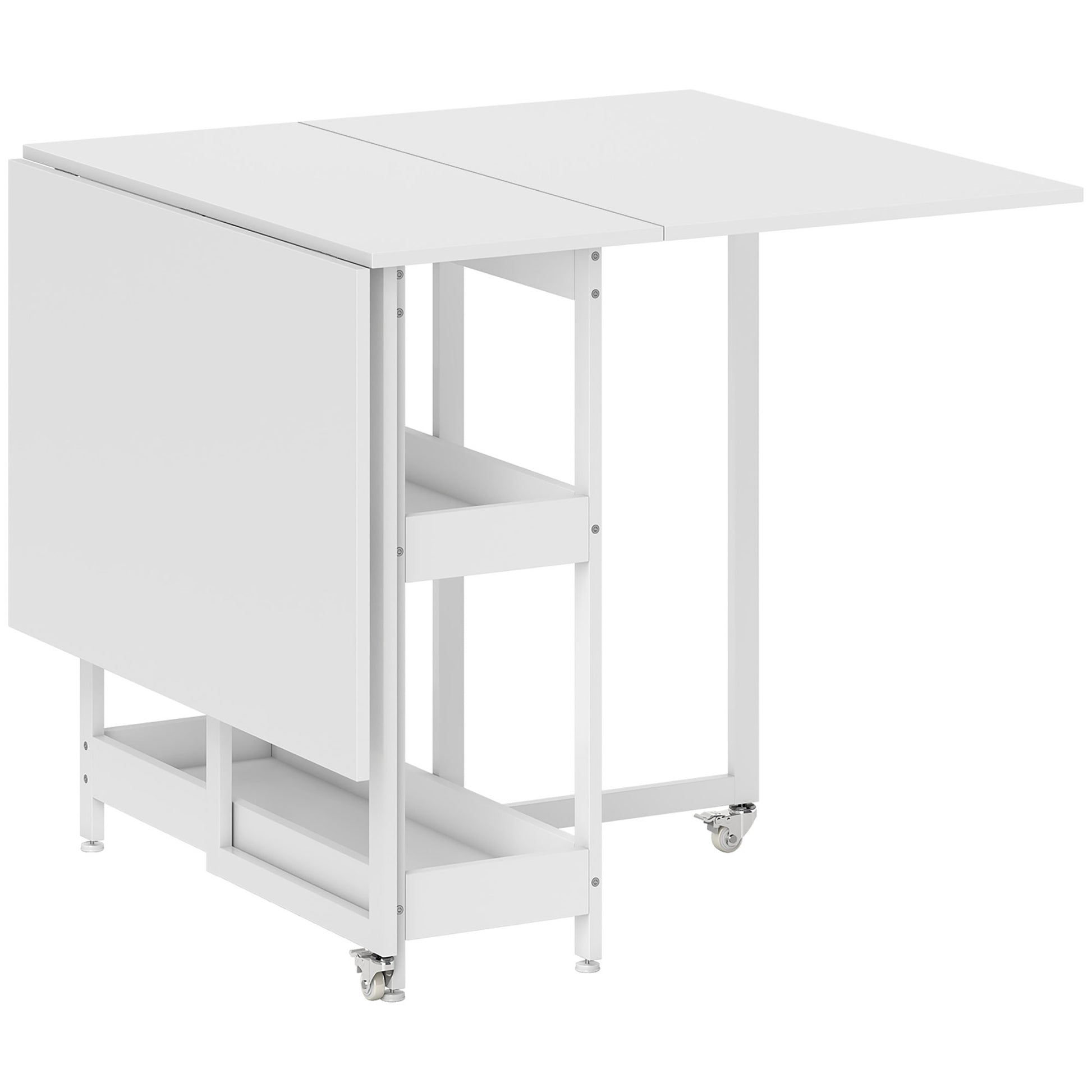 Photo of HOMCOM Four-Person Drop Leaf Table - White in White colour on a white background