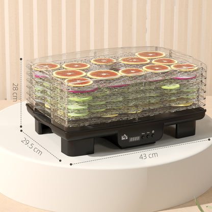 HOMCOM six-tray dehydrator loaded with sliced fruit and vegetables