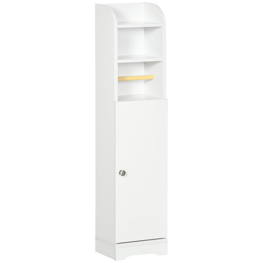 Photo of kleankin Multi-Storage Narrow Bathroom Cabinet - White in White colour on a white background