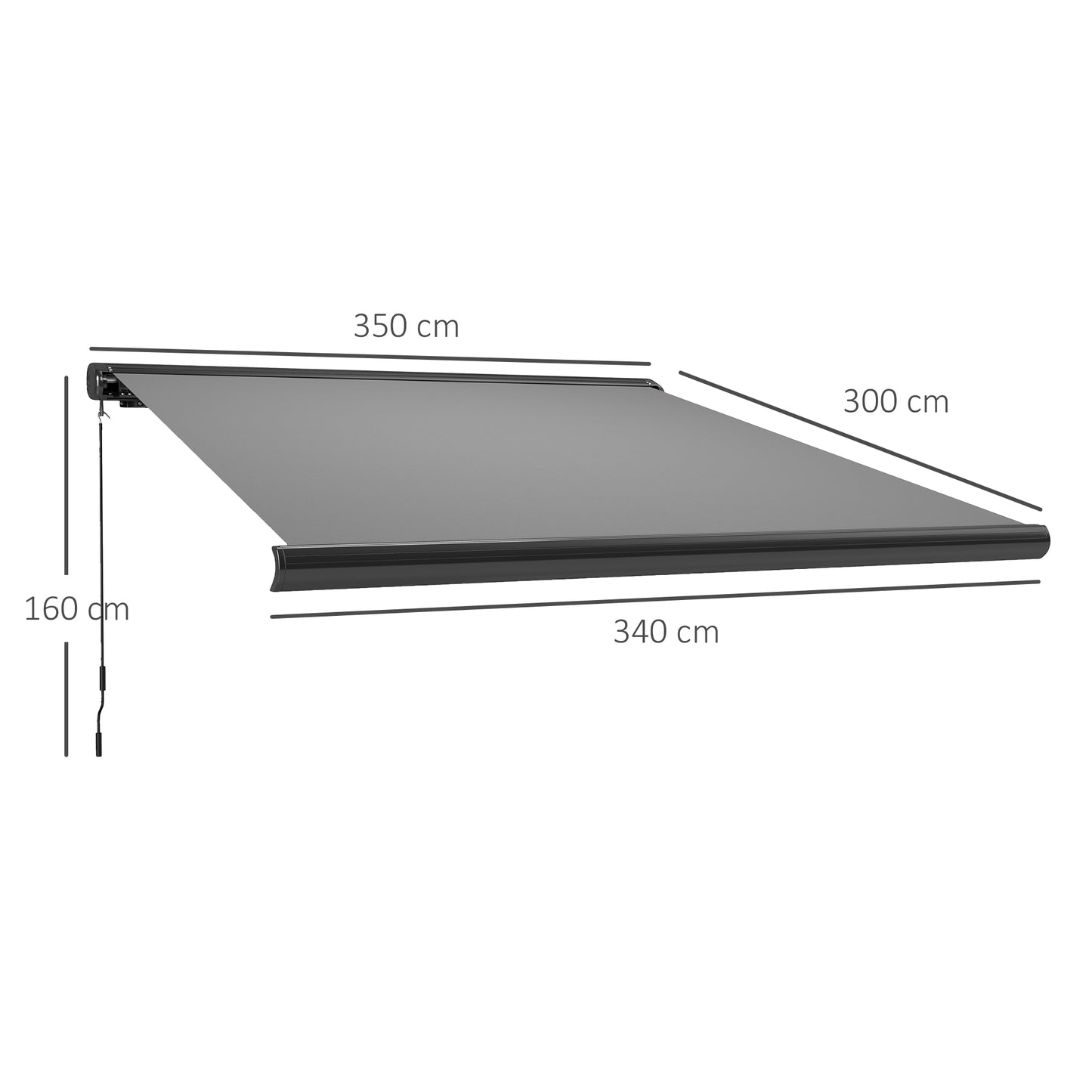 Outsunny 3.5 x 3 m Electric Awning, Aluminium Frame DIY Retractable Awning, UV50+ Sun Shade Canopy, Light Grey