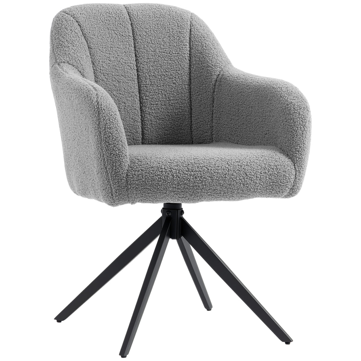 Photo of HOMCOM 360 Degree Swivel Accent Chair, Teddy Fleece Armchair, Grey in Grey colour on a white background