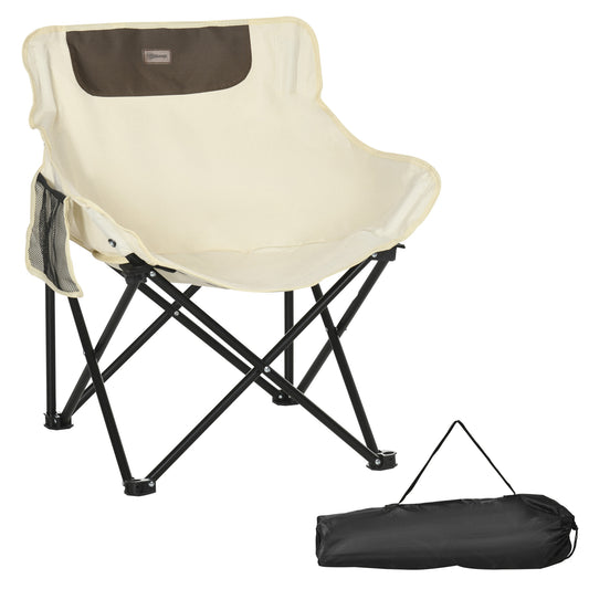 Photo of Outsunny Camping Chair, Lightweight Folding Chair with Carrying Bag and Storage Pocket, for Festivals, Fishing, Beach and Hiking, White in White colour on a white background
