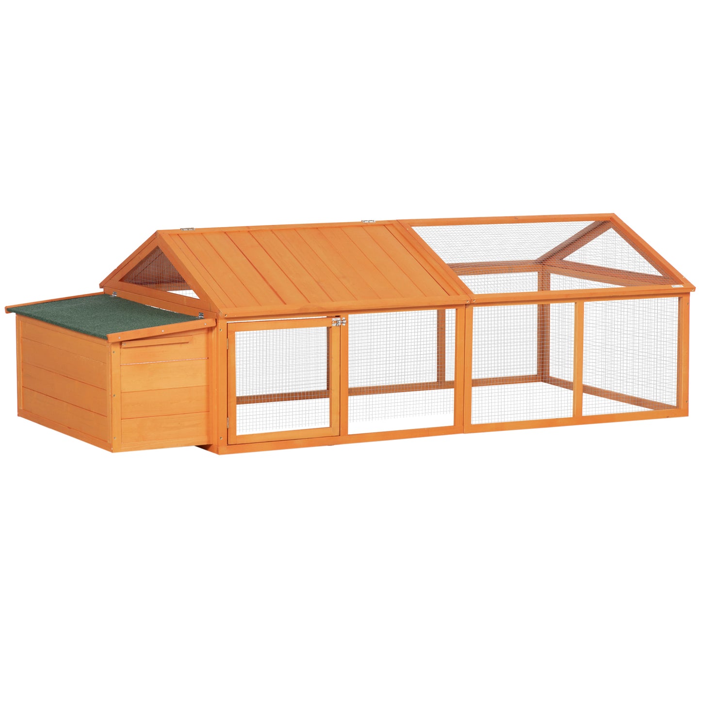 Photo of PawHut Wooden Chicken Coop with Nesting Box, Openable Roof, for 4-8 Chickens, Nature Wood in Wood colour on a white background