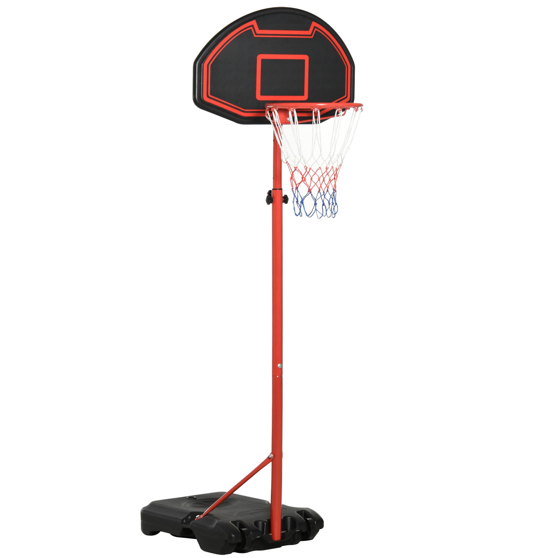 Photo of HOMCOM Basketball Hoop Outdoor, Portable Basketball Hoop and Stand with Weighted Base, Portable on Wheels, 1.55-2.1m, for Teens, Juniors, Adults, Black in Black colour on a white background