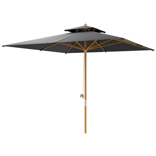 Photo of Outsunny 3 m Square Garden Parasol - Black in Black colour on a white background