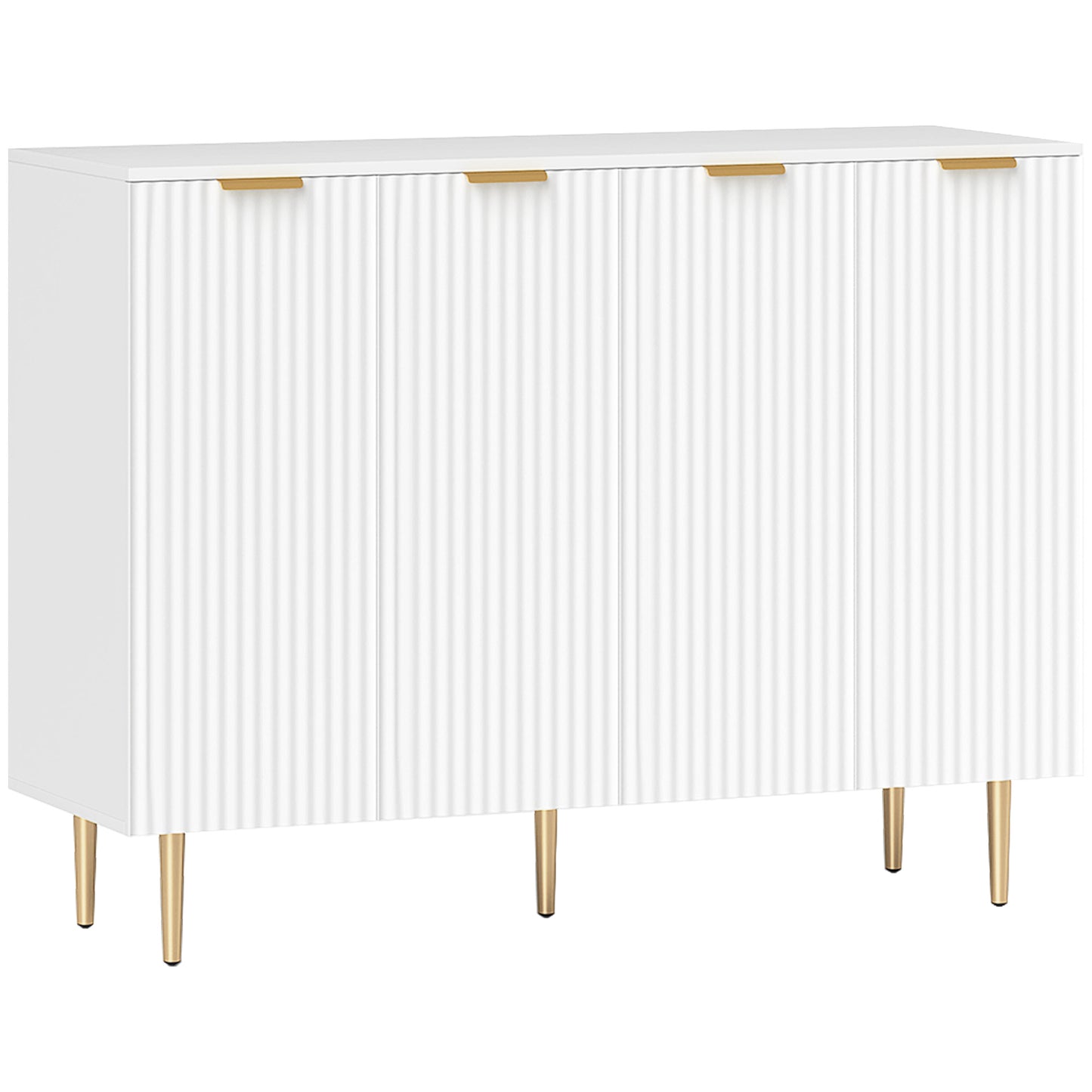 Photo of HOMCOM Sideboard Buffet Cabinet, Modern Kitchen Storage Cabinet with Adjustable Shelves and Metal Legs, White in White colour on a white background