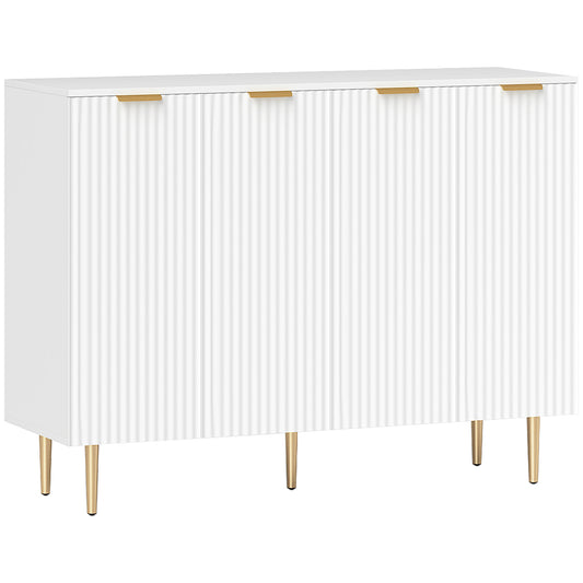 Photo of HOMCOM Sideboard Buffet Cabinet, Modern Kitchen Storage Cabinet with Adjustable Shelves and Metal Legs, White in White colour on a white background