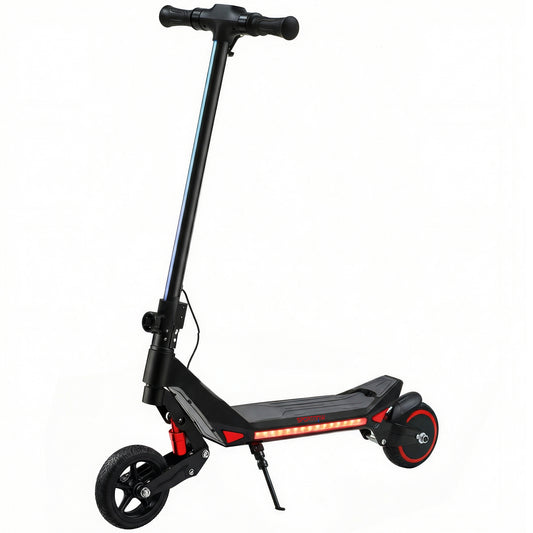 Photo of SPORTNOW Electric Scooter for Kids, Foldable E Scooter for Age Age 6+ with LED Display, RGB lights, Up to 16km/h, Black in Black colour on a white background