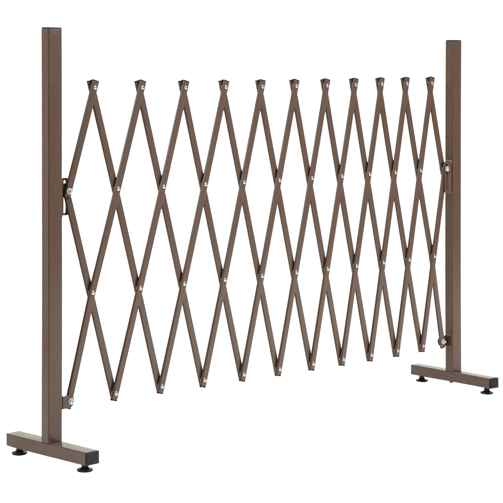 Photo of Outsunny Expanding Trellis Fence, Freestanding Movable Fence, Foldable Garden Screen Panel, 300 x 103.5 cm, Dark Brown in Brown colour on a white background