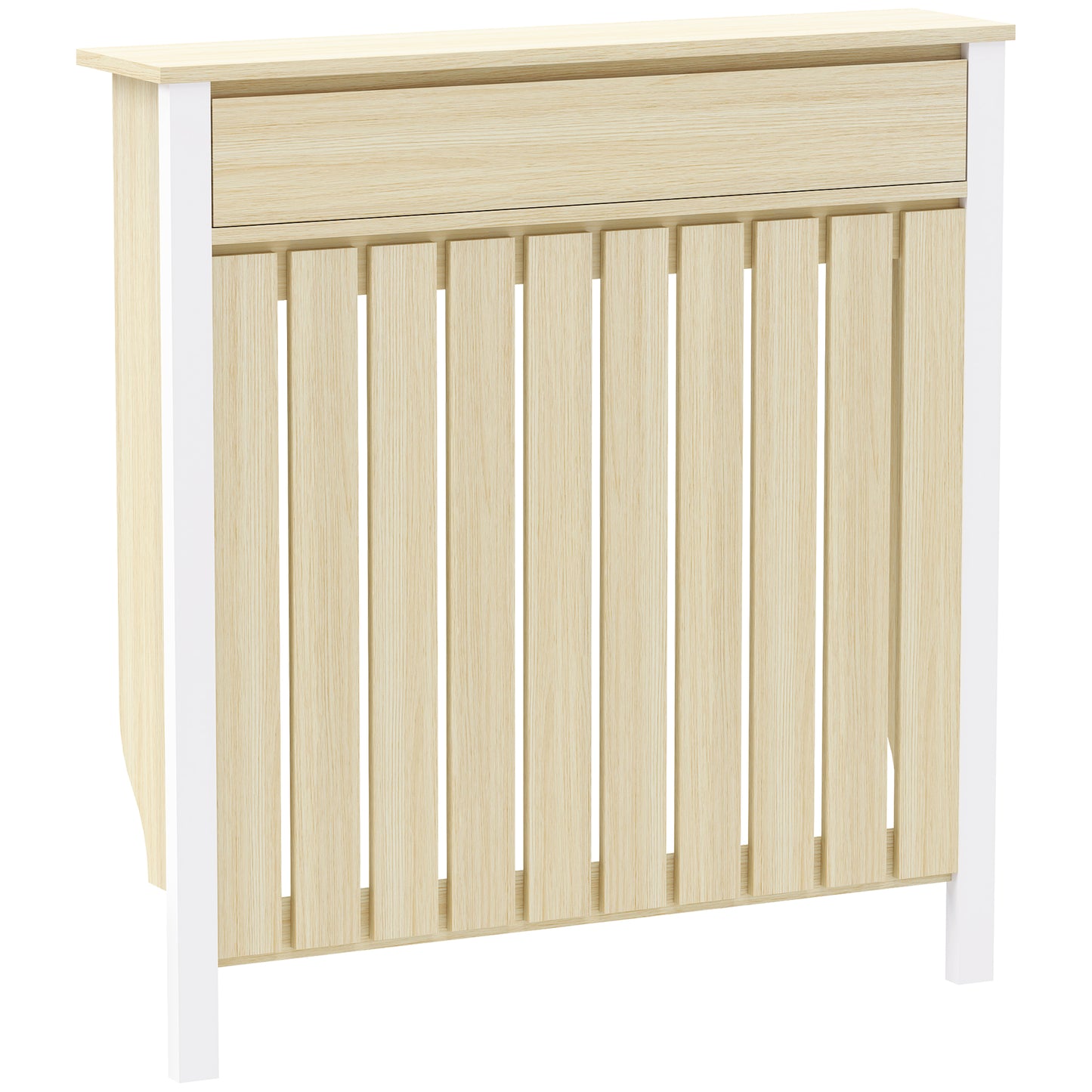 Photo of HOMCOM 93 x 88.5cm Rustic-Look Radiator Cover - Oak in Oak colour on a white background