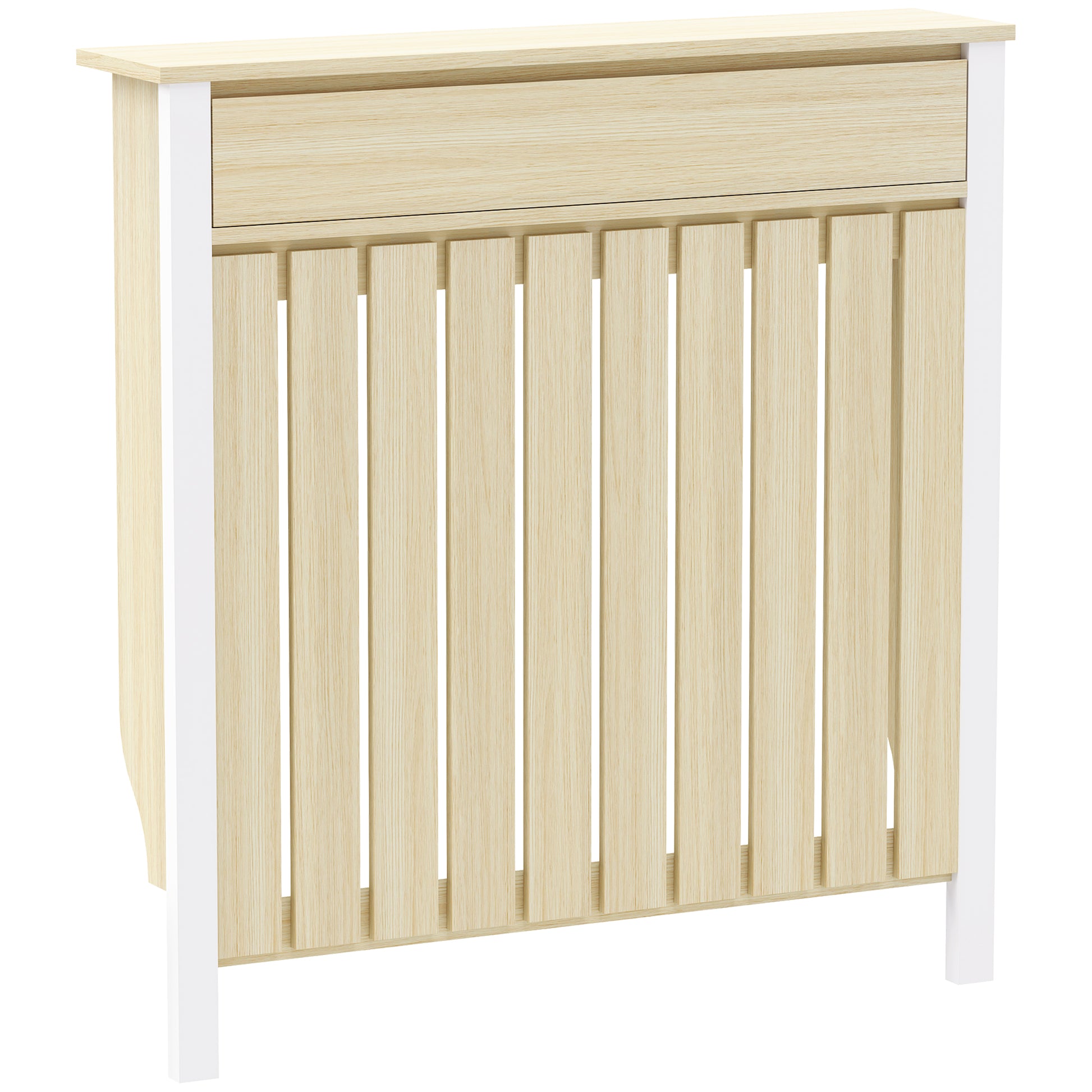 Photo of HOMCOM 93 x 88.5cm Rustic-Look Radiator Cover - Oak in Oak colour on a white background