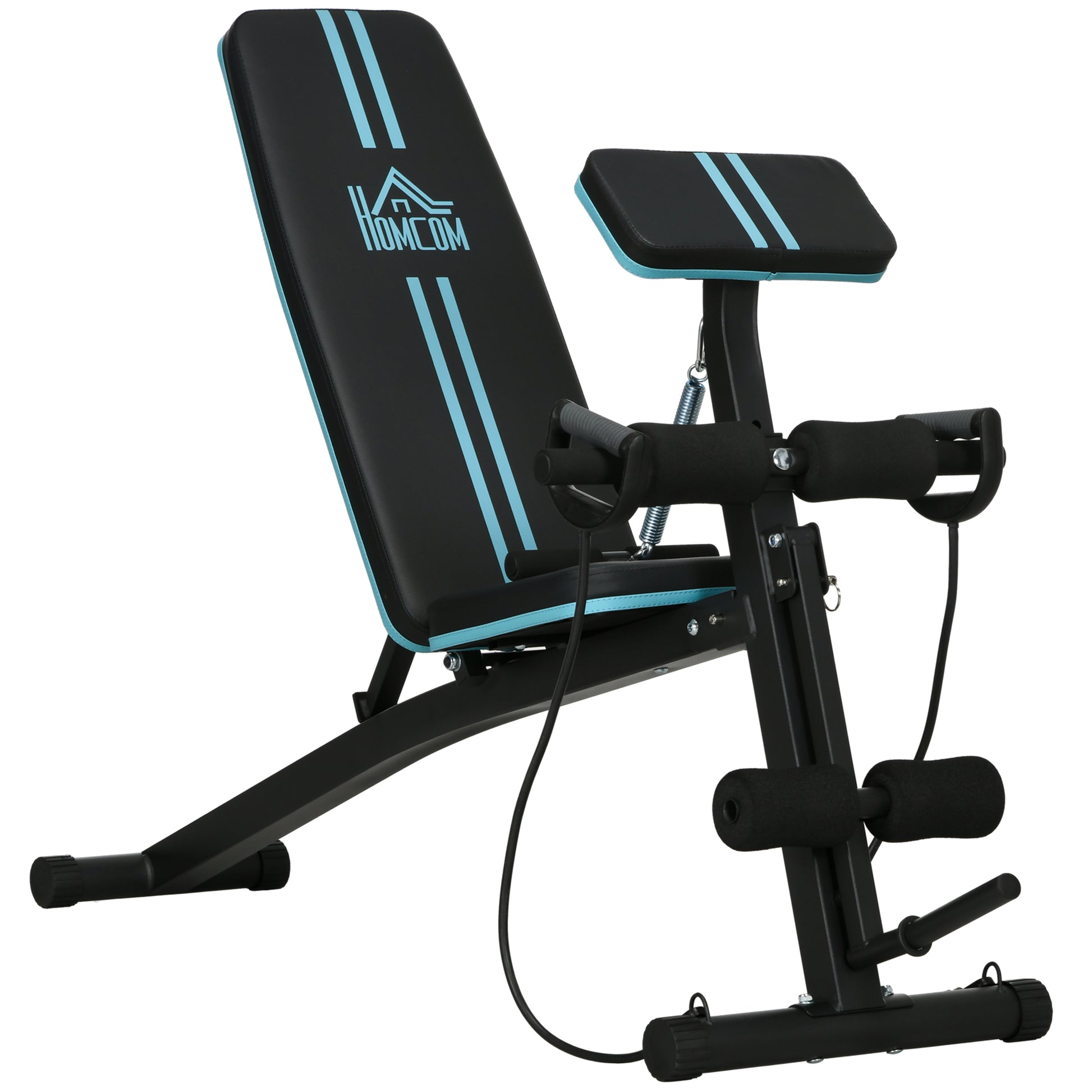 Photo of HOMCOM Foldable Weight Bench, Adjustable Strength Training Sit Up Ab Bench, Incline/Decline, Blue in Blue colour on a white background
