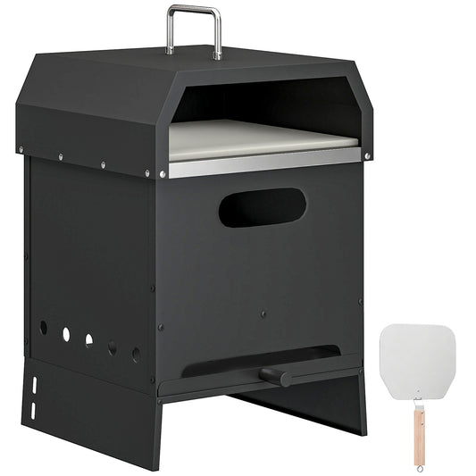 Photo of Outsunny 3 in 1 Outdoor Pizza Oven, Portable Wood Fired Pizza Maker with Handles, Stone and Peel in Peel colour on a white background