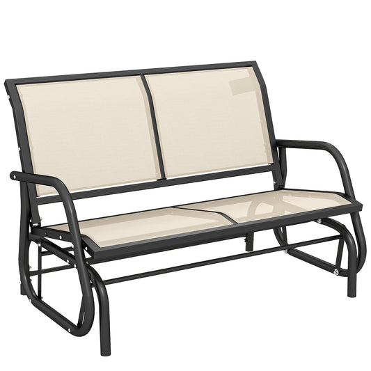 Photo of Outsunny 2-Person Outdoor Glider Bench Patio Double Swing Gliding Chair Loveseat w/Power Coated Steel Frame for Garden Patio Porch, Cream in Cream colour on a white background