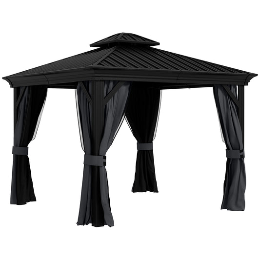 Photo of Outsunny 3.65 x 3m Aluminium Hardtop Gazebo, with Accessories - Dark Grey in Grey colour on a white background