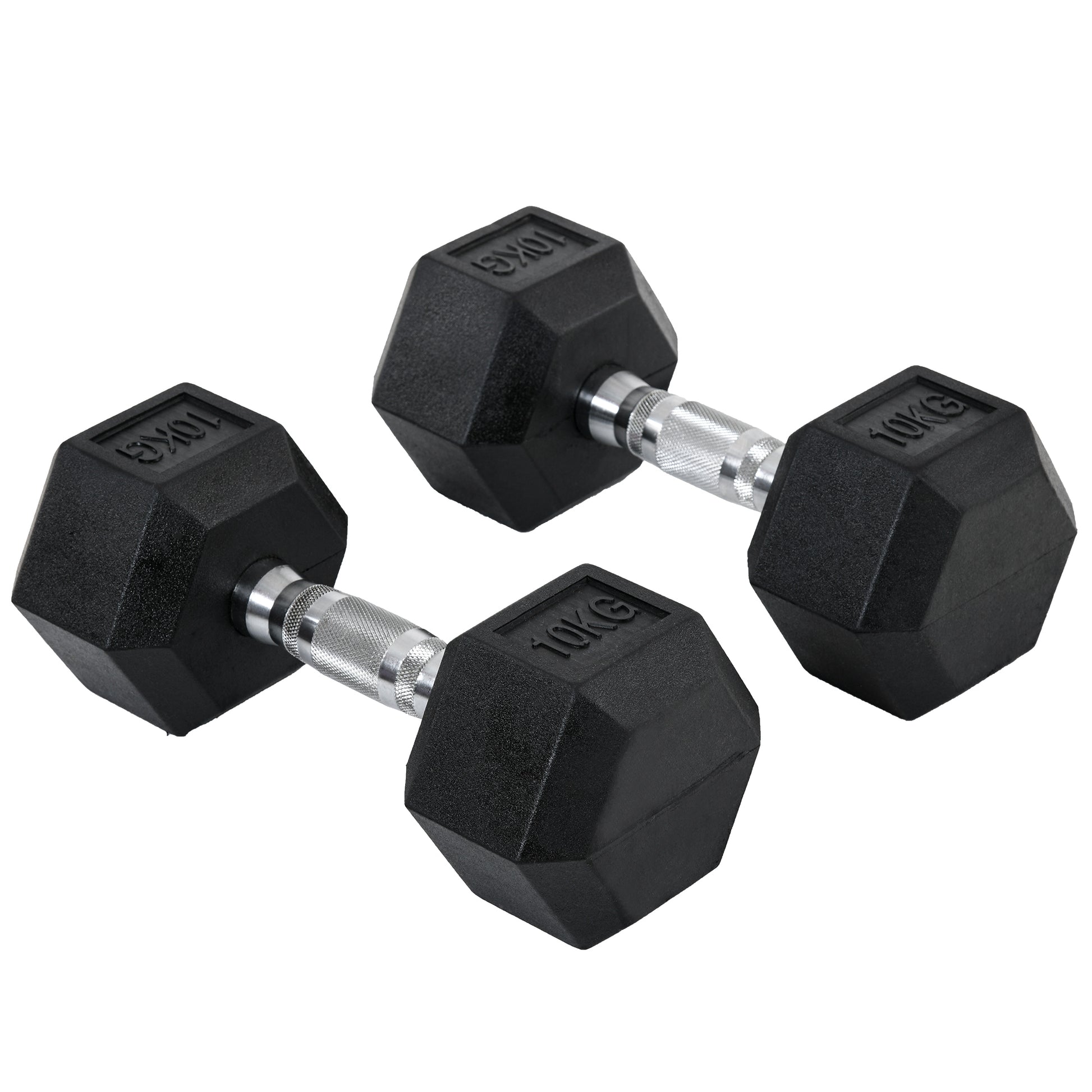 Photo of HOMCOM 2x10kg Hex Dumbbells Set Rubber Dumbbells Weight Lifting Equipment Fitness Home Gym in Gym colour on a white background