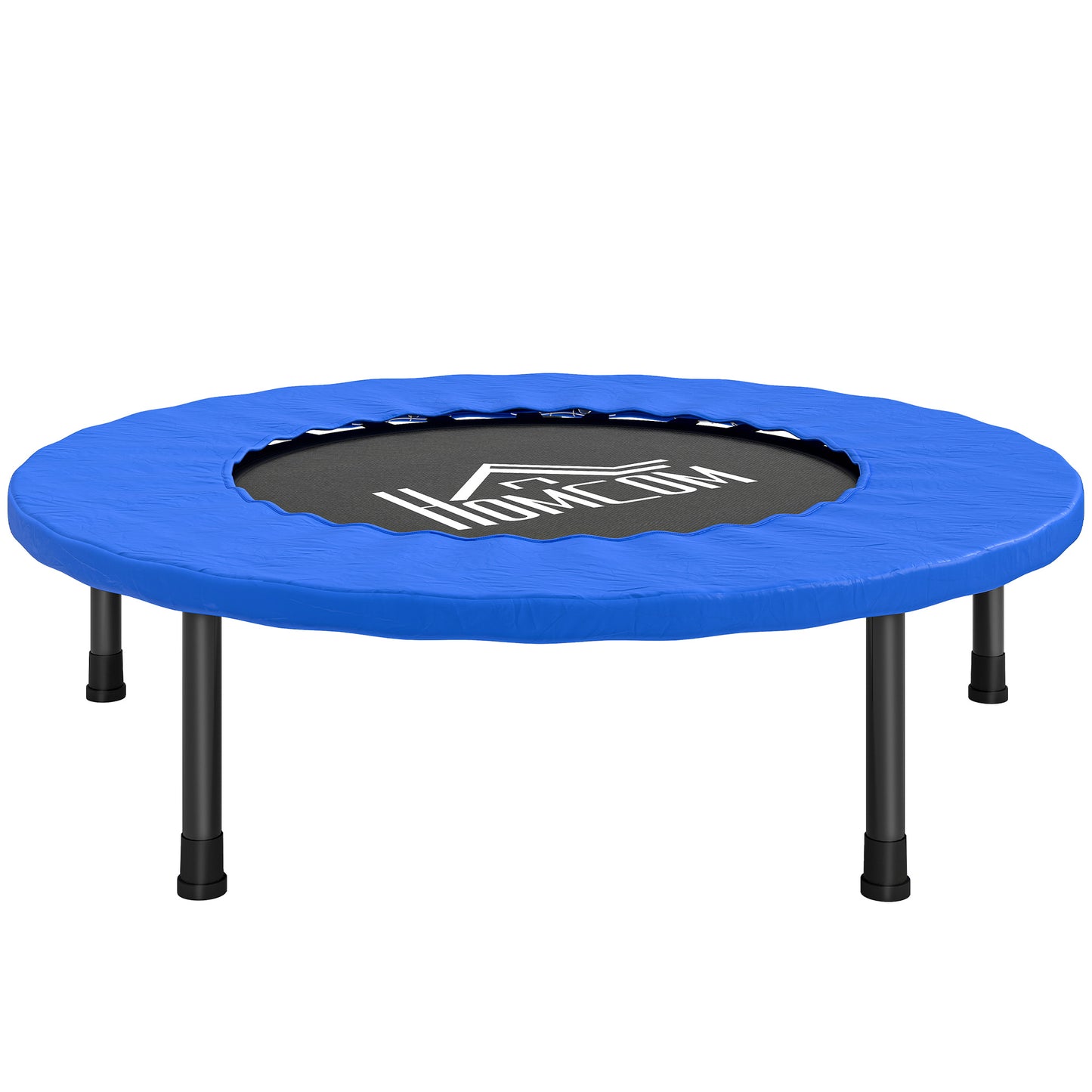 Photo of HOMCOM 32" Mini Fitness Trampoline Home Gym Yoga Exercise Rebounder Indoor Outdoor Jumper with Safety Pad, Support Up to 100 KG, Blue and Black in Black colour on a white background
