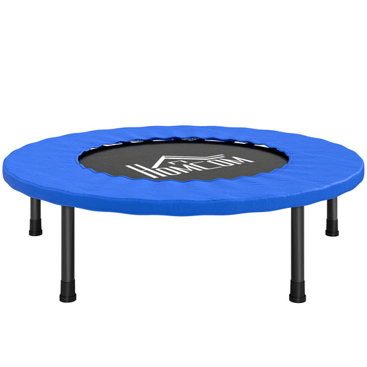 Photo of HOMCOM 32" Mini Fitness Trampoline Home Gym Yoga Exercise Rebounder Indoor Outdoor Jumper with Safety Pad, Support Up to 100 KG, Blue and Black in Black colour on a white background