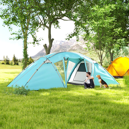 Outsunny blue family tunnel tent with open central entrance