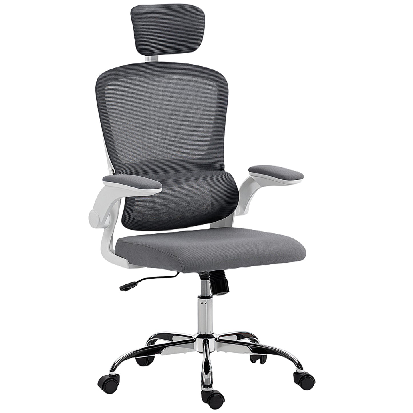 Photo of HOMCOM Mesh Back Office Chair, with Lumbar Support - Charcoal Grey in Grey colour on a white background