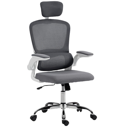 Photo of HOMCOM Mesh Back Office Chair, with Lumbar Support - Charcoal Grey in Grey colour on a white background