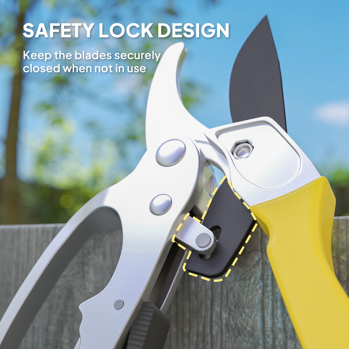 Outsunny Garden Secateurs, Pruning Shears Heavy Duty with Sharp SK5 Blade, Bypass Pruners with Safety Lock, 8", Yellow