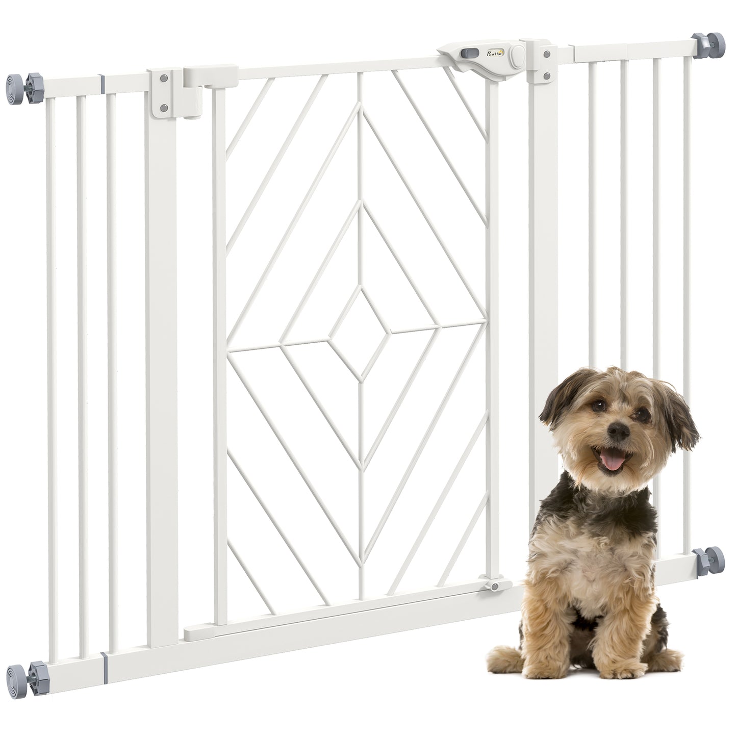 Photo of PawHut Pressure Fit Stair Gate Dog Gate w/ Auto Closing Door, Double Locking, Easy Installation, for 74-100cm Openings - White in White colour on a white background