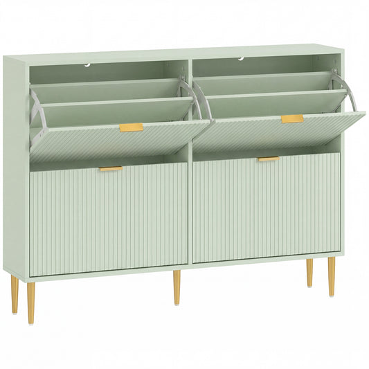 Photo of HOMCOM Elegant Four-Drawer Shoe Cabinet - Light Green in Green colour on a white background