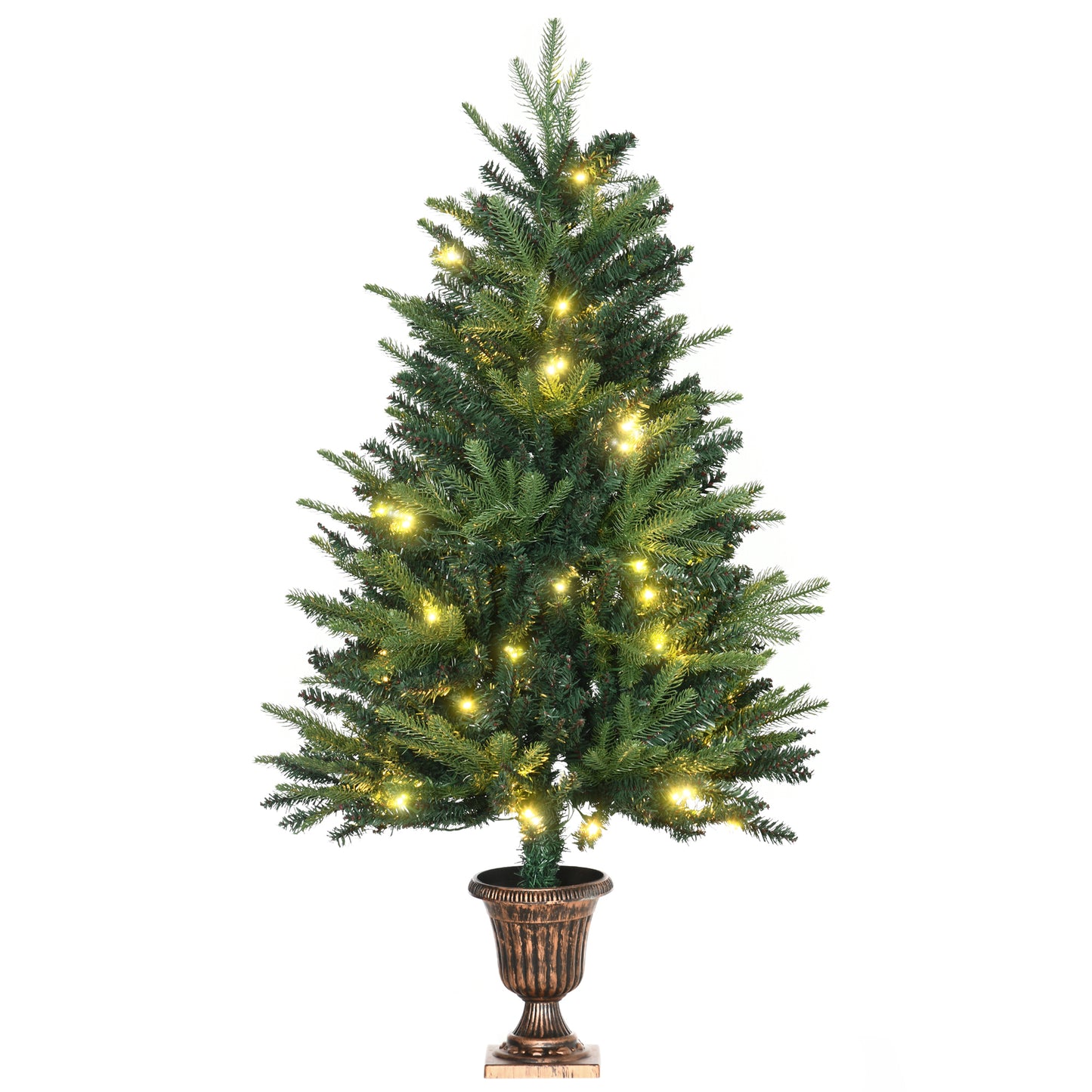 Photo of HOMCOM 1.2m 4ft Christmas Tree Entrance Décor 750 Tips Xmas Pre-lit Tree 80 LED with Vase Base in Base colour on a white background