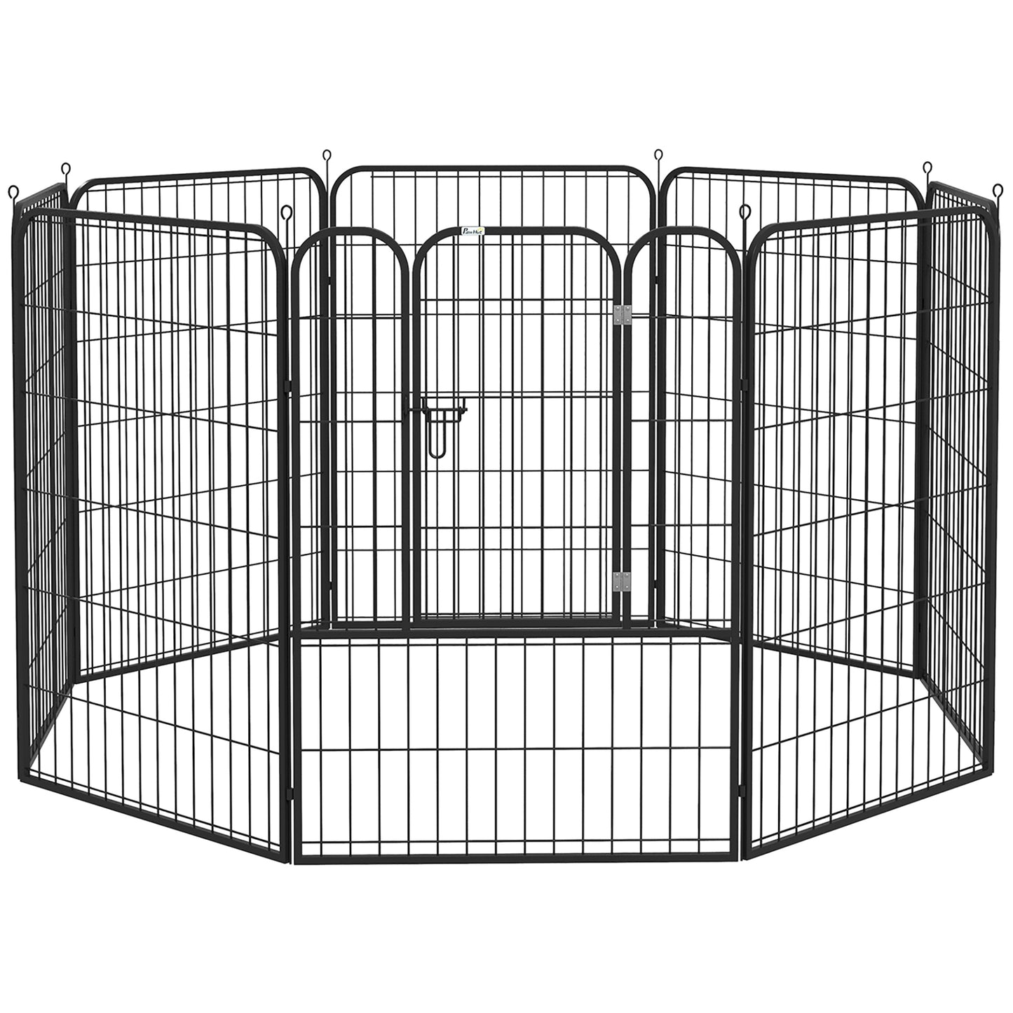 Photo of PawHut 8 Panels Heavy Duty Puppy Playpen, for Large, Medium Dogs, Indoor and Outdoor Use - Black in Black colour on a white background