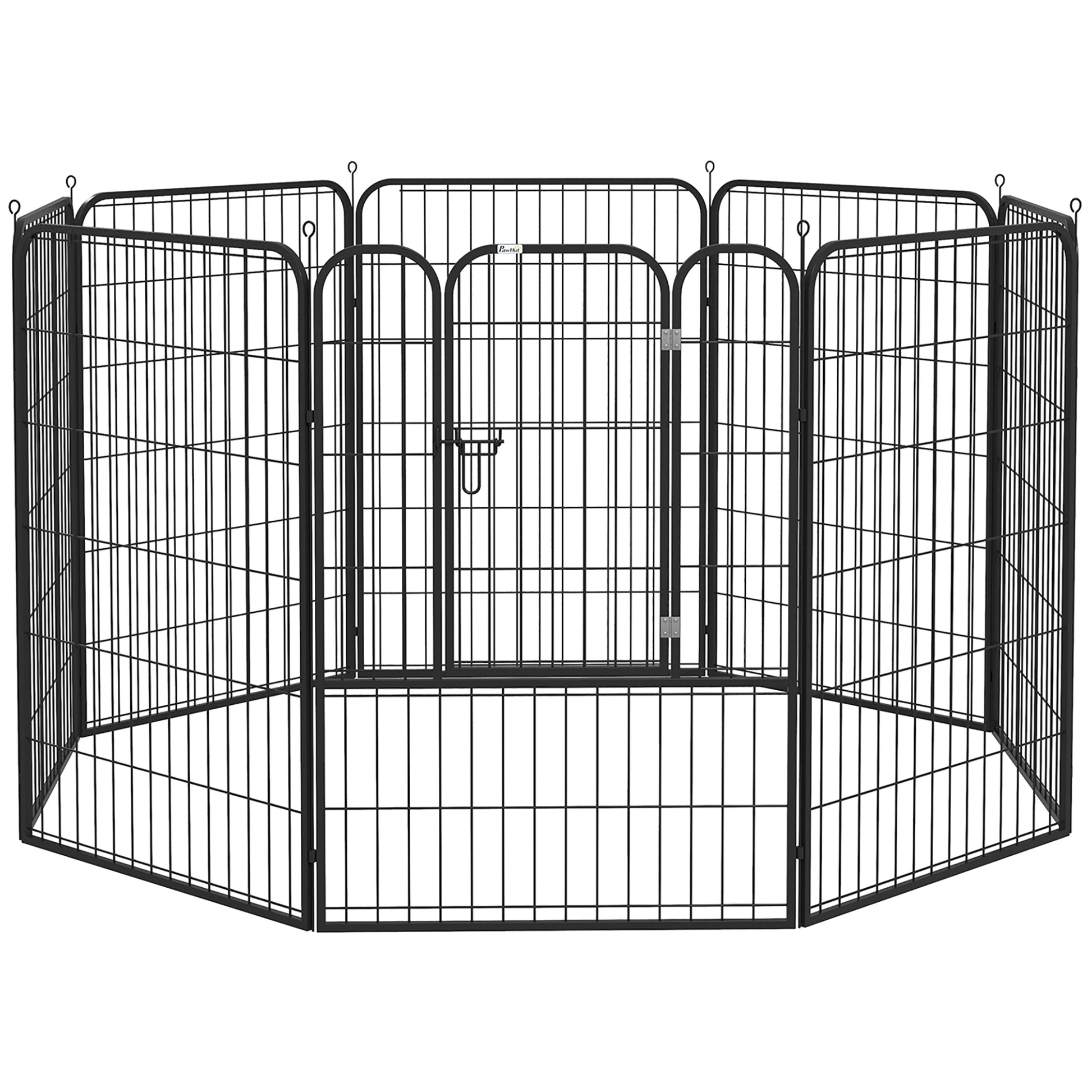 Photo of PawHut 8 Panels Heavy Duty Puppy Playpen, for Large, Medium Dogs, Indoor and Outdoor Use - Black in Black colour on a white background