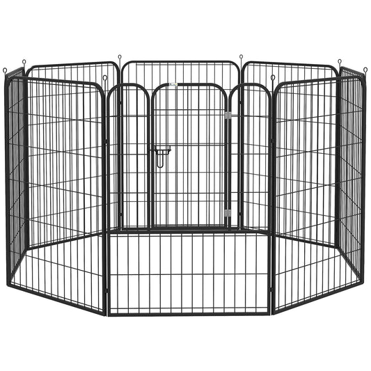 Photo of PawHut 8 Panels Heavy Duty Puppy Playpen, for Large, Medium Dogs, Indoor and Outdoor Use - Black in Black colour on a white background