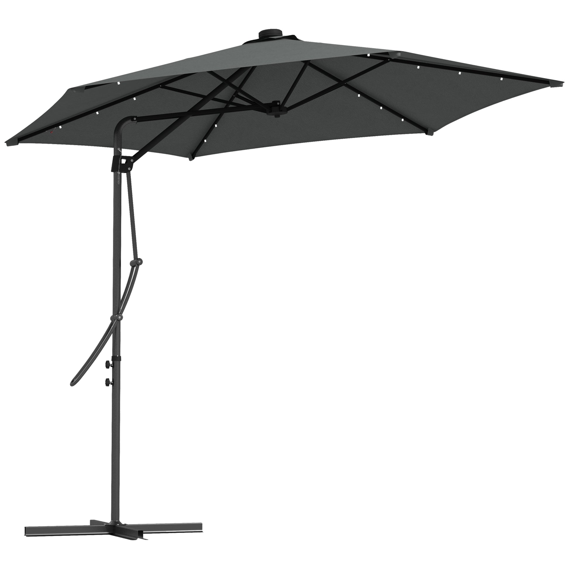 Photo of Outsunny 3(m) Solar LED Cantilever Parasol - Dark Grey in Grey colour on a white background
