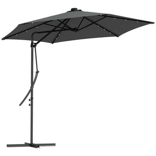 Photo of Outsunny 3(m) Solar LED Cantilever Parasol - Dark Grey in Grey colour on a white background