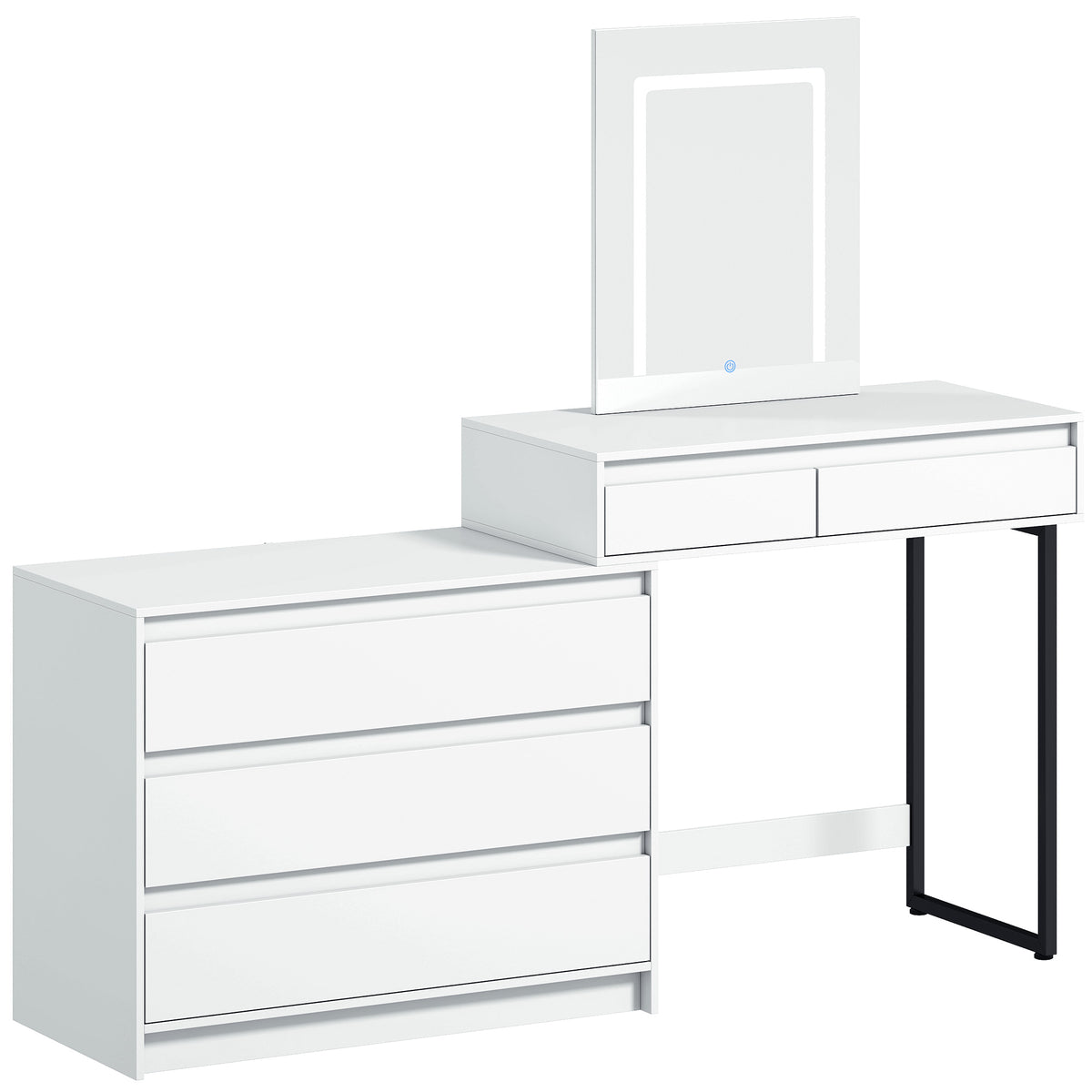 Photo of HOMCOM Vanity Makeup Desk LED Mirror Dressing Table Large Storage 5 Drawers White in White colour on a white background