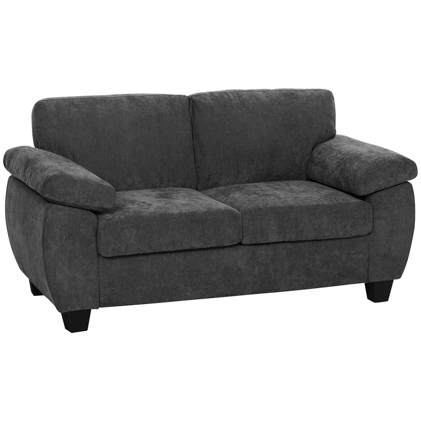 Photo of HOMCOM 2 Seater Sofa, 156cm Chenille Loveseat Sofa, Dark Grey in Grey colour on a white background