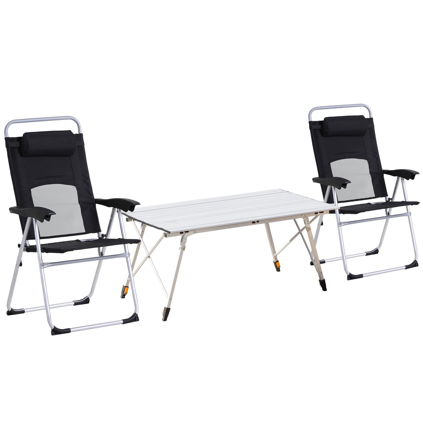 Photo of Outsunny 3 Piece Folding Camping Table and Chairs Set, Backpacking Chairs with Portable Table in Table colour on a white background