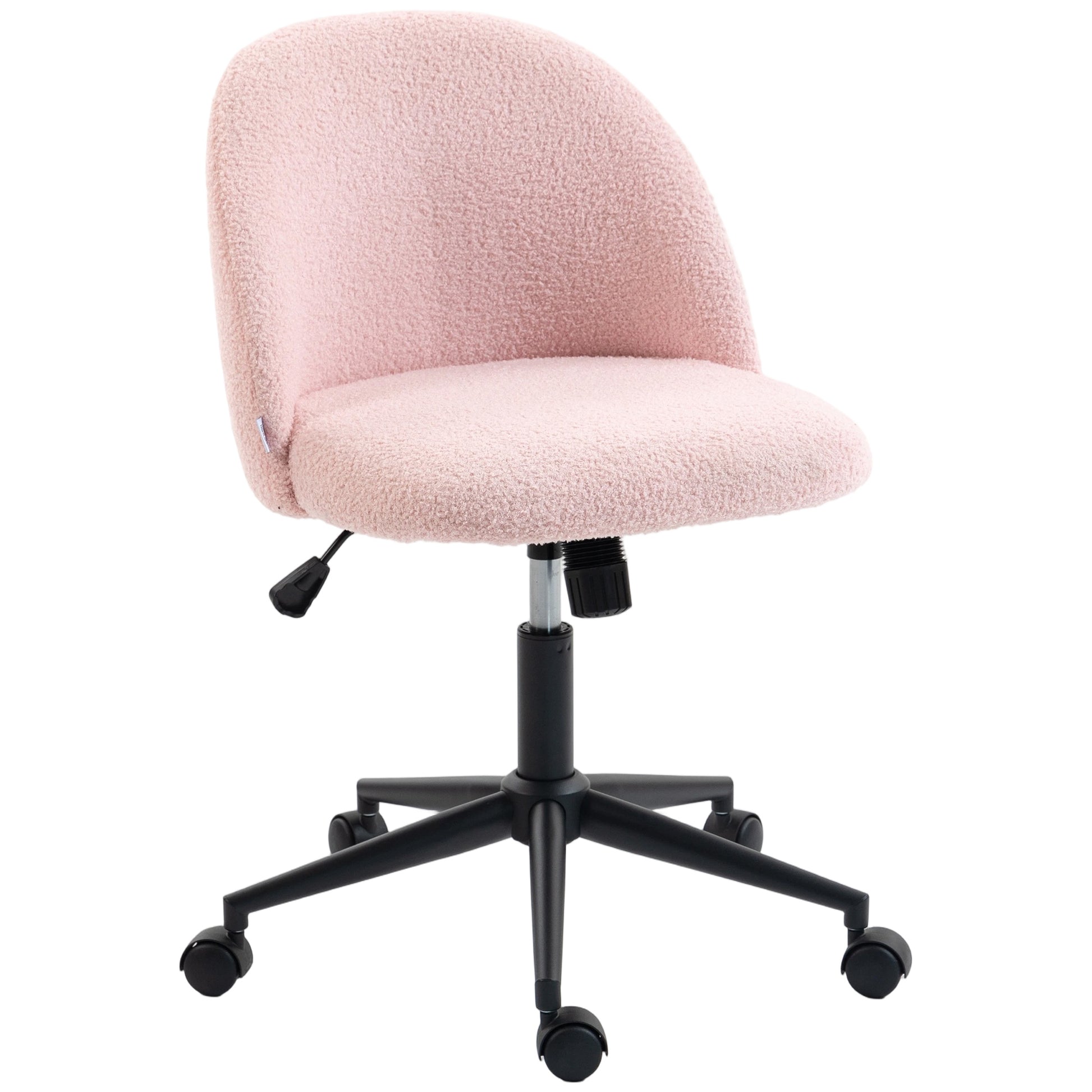 Photo of HOMCOM Teddy Fleece Office Chair with Wheels - Light Pink in Pink colour on a white background