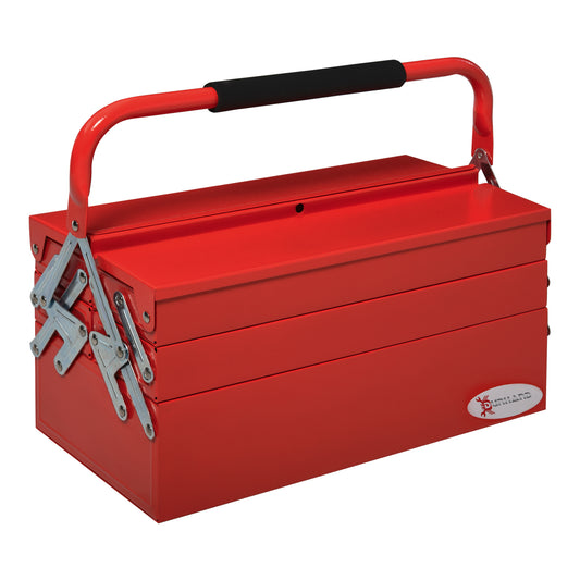 Photo of DURHAND Metal Tool Box 3 Tier 5 Tray Professional Portable Storage Cabinet Workshop Cantilever Toolbox with Carry Handle, 45cmx20cmx34.5cm, Red in Red colour on a white background