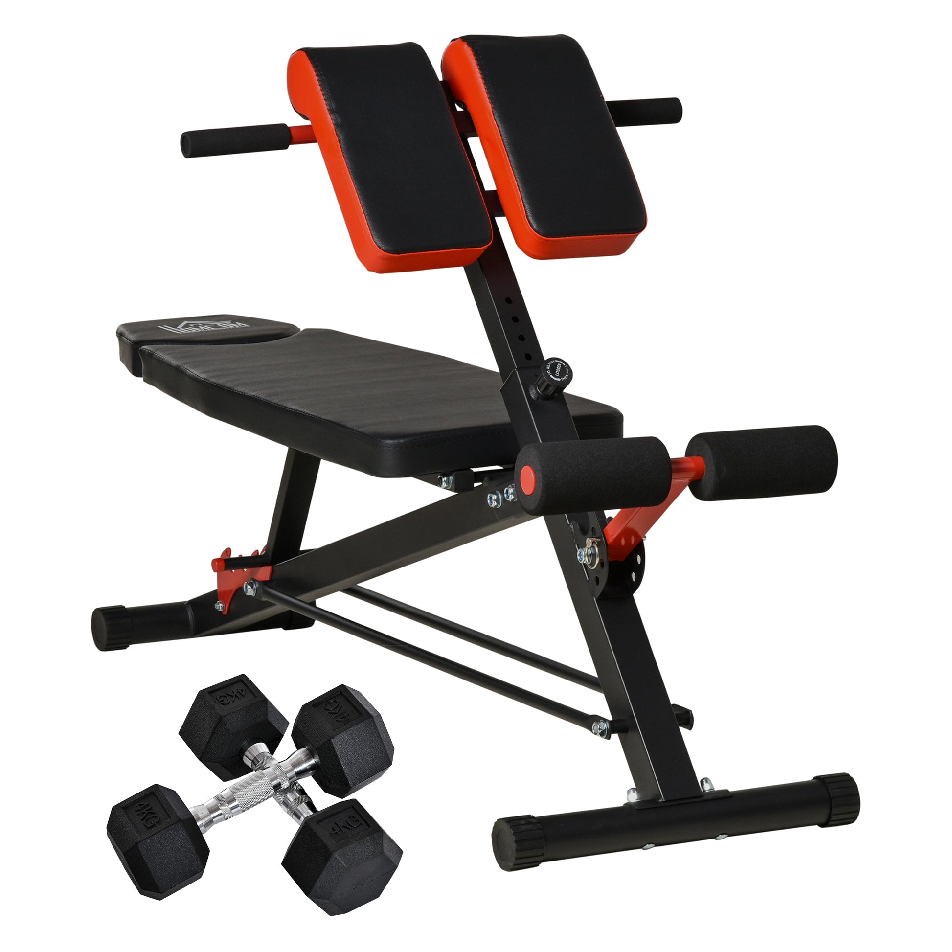 Photo of HOMCOM Multifunction Weight Bench with 2 Dumbbells, 7-Level Adjustable Hyper Extension Sit-up Bench in Bench colour on a white background